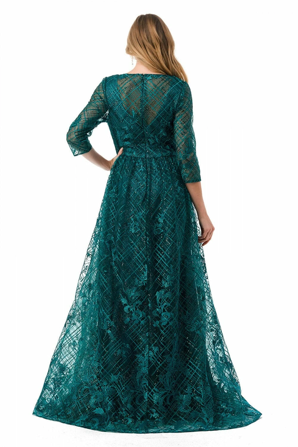 Lattice Print 3/4 Sleeve A-line Gown By Coya M2735F 7 Lattice Print 3/4 Sleeve A-line Gown By Coya M2735F - Image 5