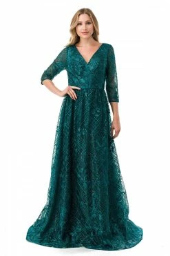 Lattice Print 3/4 Sleeve A-line Gown By Coya M2735F 15 Lattice Print 3/4 Sleeve A-line Gown By Coya M2735F -Dresses Shop lattice print 34 sleeve a line gown by coya m2735f long formal dresses coya collection m hunter green 660096