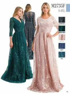Lattice Print 3/4 Sleeve A-line Gown By Coya M2735F 21 Lattice Print 3/4 Sleeve A-line Gown By Coya M2735F -Dresses Shop lattice print 34 sleeve a line gown by coya m2735f long formal dresses coya collection m teal 446971