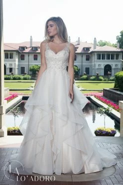 Layered V-Neck Wedding Dress By Mary's Bridal M612