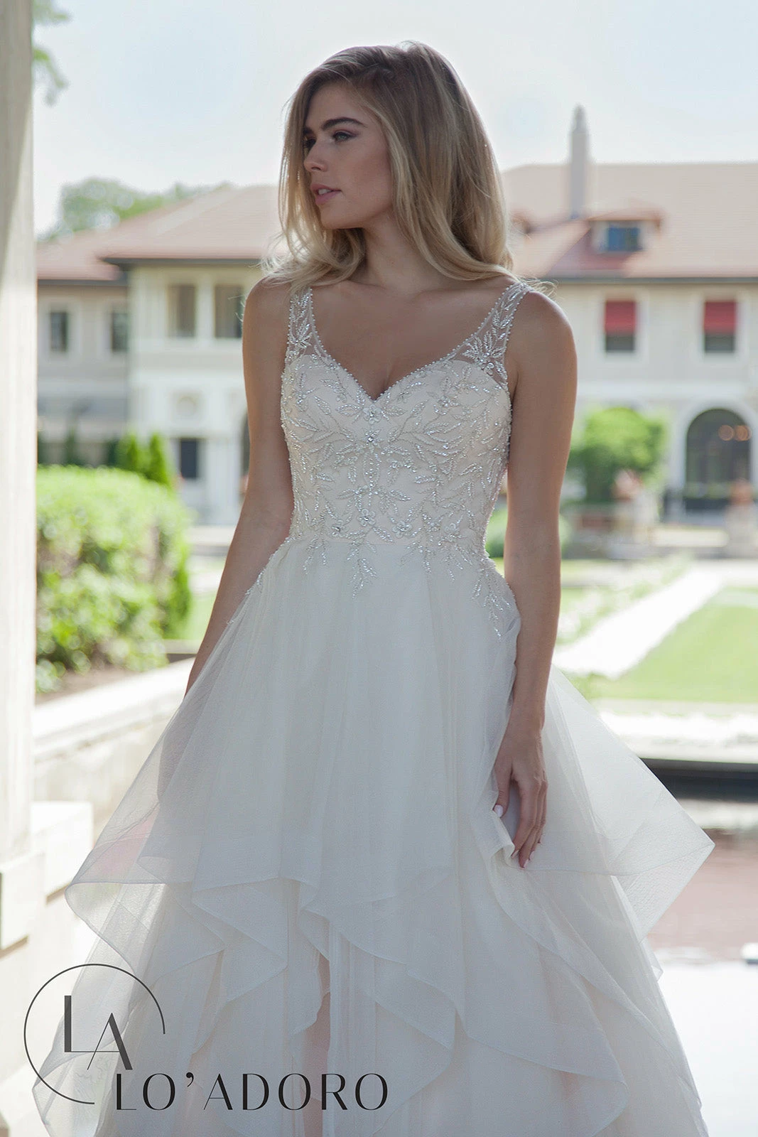 Layered V-Neck Wedding Dress By Mary's Bridal M612 5 Layered V-Neck Wedding Dress By Mary's Bridal M612 - Image 3