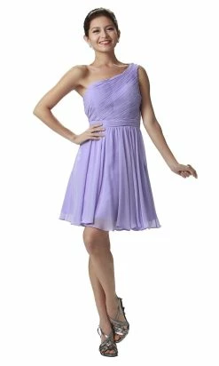 Lilac Short One Shoulder Ruched Dress By Poly USA