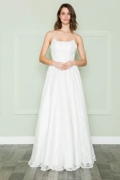 Long A-line Lace Dress By Poly USA 8862 -Dresses Shop long a line lace dress by poly usa 8862 long formal dresses poly usa xs off white 606038