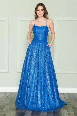 Long A-line Lace Dress By Poly USA 8862 -Dresses Shop long a line lace dress by poly usa 8862 long formal dresses poly usa xs royal 609205