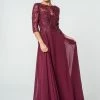 Long Applique Dress With Mid-Sleeves By Elizabeth K GL2524 -Dresses Shop long applique dress with mid sleeves by elizabeth k gl2524 long formal dresses elizabeth k s burgundy 614287