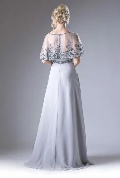 Embroidered Long Cape Dress By Cinderella Divine 13046 -Dresses Shop long bead embroidered cape dress by cinderella divine 13046 long formal dresses cinderella divine 466505