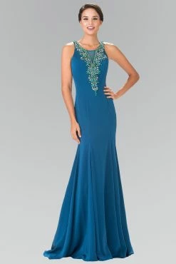 Long Beaded Illusion Jersey Dress By Elizabeth K GL2310 -Dresses Shop long beaded illusion jersey dress by elizabeth k gl2310 long formal dresses elizabeth k xs teal 675855