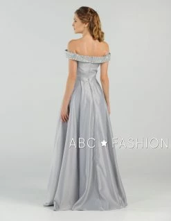 Long Beaded Off The Shoulder Dress With Pockets By Poly USA 8242 -Dresses Shop long beaded off the shoulder dress with pockets by poly usa 8242 long formal dresses poly usa 211355