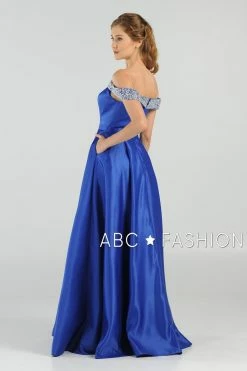 Long Beaded Off The Shoulder Dress With Pockets By Poly USA 8242 -Dresses Shop long beaded off the shoulder dress with pockets by poly usa 8242 long formal dresses poly usa 214665