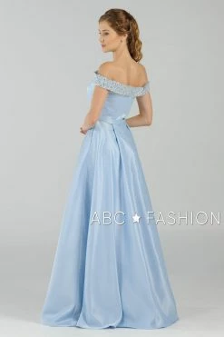 Long Beaded Off The Shoulder Dress With Pockets By Poly USA 8242 -Dresses Shop long beaded off the shoulder dress with pockets by poly usa 8242 long formal dresses poly usa 466895