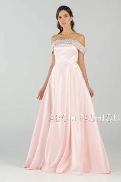 Long Beaded Off The Shoulder Dress With Pockets By Poly USA 8242 -Dresses Shop long beaded off the shoulder dress with pockets by poly usa 8242 long formal dresses poly usa 663025
