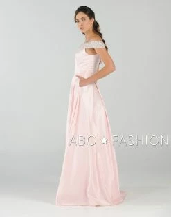 Long Beaded Off The Shoulder Dress With Pockets By Poly USA 8242 -Dresses Shop long beaded off the shoulder dress with pockets by poly usa 8242 long formal dresses poly usa 803153