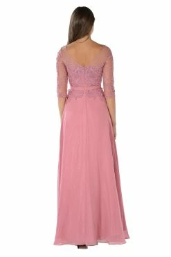 Long Black Dress With Illusion Lace Sleeves By Poly USA -Dresses Shop long black dress with illusion lace sleeves by poly usa long formal dresses poly usa 233325