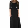 Long Black Dress With Illusion Lace Sleeves By Poly USA