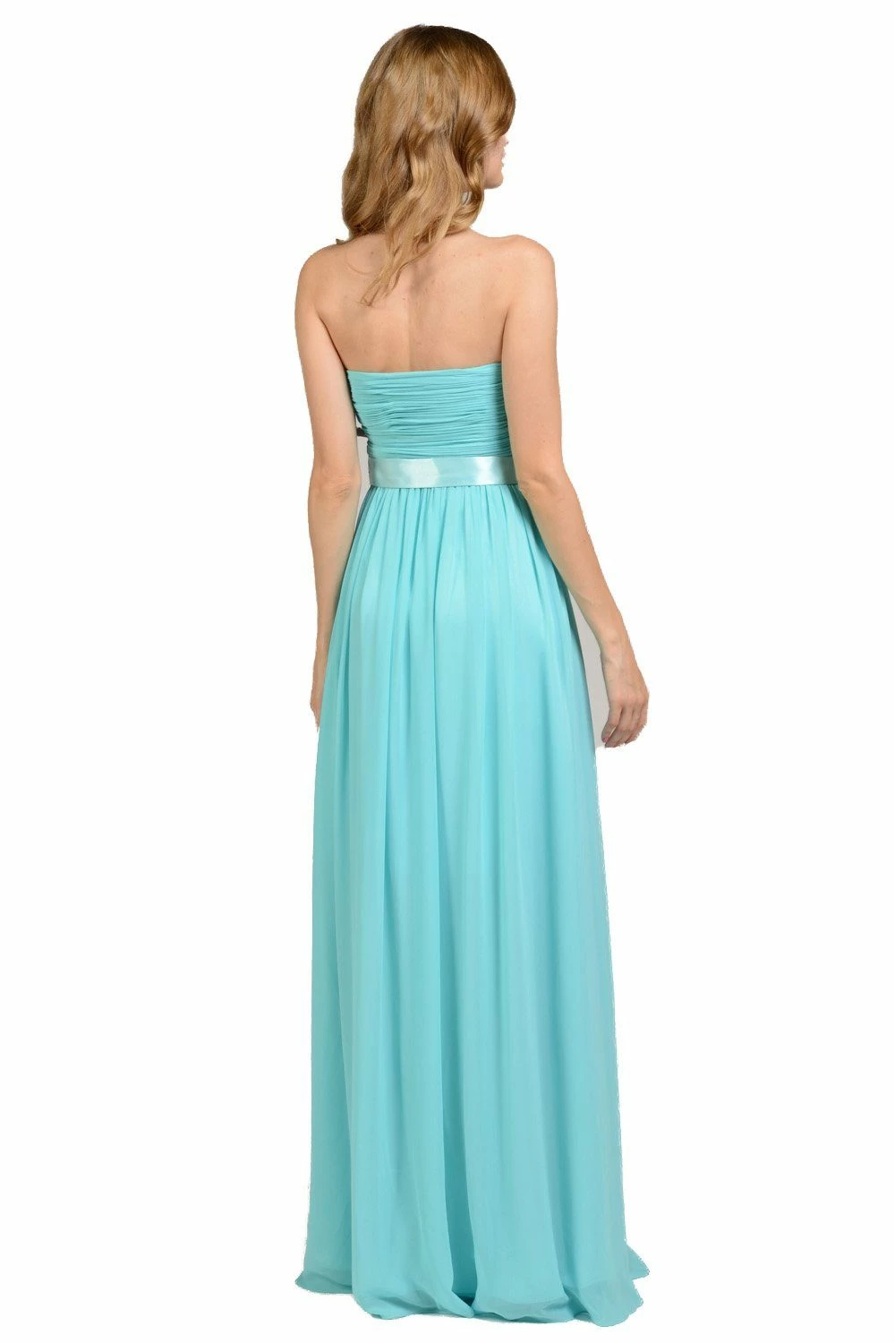 Long Black Strapless Chiffon Dress With V Notch By Poly USA 6 Long Black Strapless Chiffon Dress With V Notch By Poly USA - Image 4