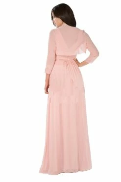 Long Burgundy V-Neck Dress With Bolero Jacket By Poly USA -Dresses Shop long burgundy v neck dress with bolero jacket by poly usa long formal dresses poly usa 290267