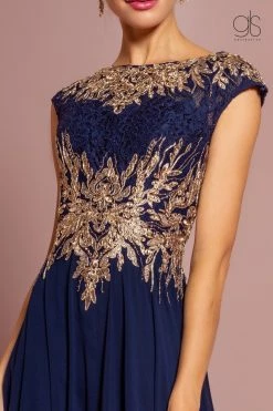 Long Cap Sleeve Dress With Lace Bodice By Elizabeth K GL2519 -Dresses Shop long cap sleeve dress with lace bodice by elizabeth k gl2519 long formal dresses elizabeth k 268033