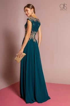 Long Cap Sleeve Dress With Lace Bodice By Elizabeth K GL2519 -Dresses Shop long cap sleeve dress with lace bodice by elizabeth k gl2519 long formal dresses elizabeth k 836146