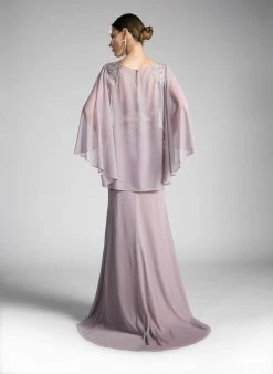 Long Lace Bodice Cape Dress By Cinderella Divine OC0001 -Dresses Shop long cape dress with lace bodice by cinderella divine oc0001 long formal dresses cinderella divine 271643