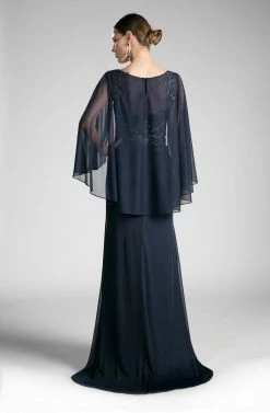 Long Lace Bodice Cape Dress By Cinderella Divine OC0001 -Dresses Shop long cape dress with lace bodice by cinderella divine oc0001 long formal dresses cinderella divine 408412