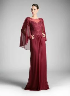 Long Lace Bodice Cape Dress By Cinderella Divine OC0001