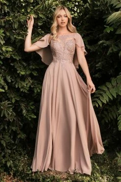 Long Chiffon Capelet Dress By Cinderella Divine HT101 -Dresses Shop long chiffon capelet dress by cinderella divine ht101 long formal dresses cinderella divine 180365