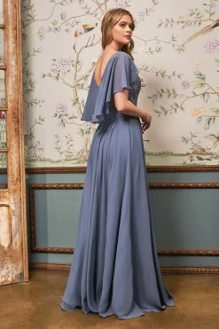Long Chiffon Capelet Dress By Cinderella Divine HT101 -Dresses Shop long chiffon capelet dress by cinderella divine ht101 long formal dresses cinderella divine 390746