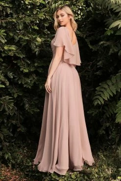 Long Chiffon Capelet Dress By Cinderella Divine HT101 -Dresses Shop long chiffon capelet dress by cinderella divine ht101 long formal dresses cinderella divine 535201