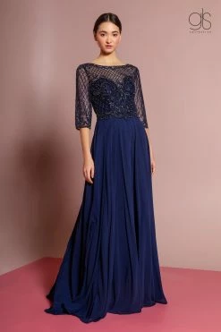 Long Embellished Bodice Dress With Mid Sleeves By GLS Gloria GL2686 12 Long Embellished Bodice Dress With Mid Sleeves By GLS Gloria GL2686 -Dresses Shop long embellished bodice dress with mid sleeves by gls gloria gl2686 long formal dresses elizabeth k 571410