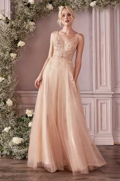 Long Embellished Tulle Dress By Cinderella Divine CD0196