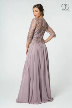 Long Embroidered Bodice Dress With 3/4 Sleeves By Elizabeth K GL2810 -Dresses Shop long embroidered bodice dress with 34 sleeves by elizabeth k gl2810 long formal dresses elizabeth k 332219