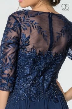 Long Embroidered Bodice Dress With 3/4 Sleeves By Elizabeth K GL2810 -Dresses Shop long embroidered bodice dress with 34 sleeves by elizabeth k gl2810 long formal dresses elizabeth k 387801