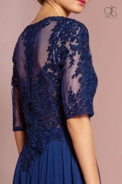 Long Mid Sleeve Chiffon Dress By Elizabeth K GL2681 -Dresses Shop long embroidered chiffon dress with mid sleeves by elizabeth k gl2681 long formal dresses elizabeth k 134682