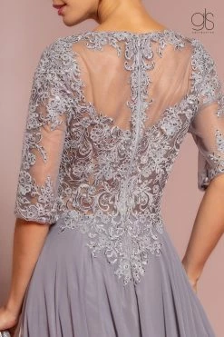 Long Mid Sleeve Chiffon Dress By Elizabeth K GL2681 -Dresses Shop long embroidered chiffon dress with mid sleeves by elizabeth k gl2681 long formal dresses elizabeth k 766546