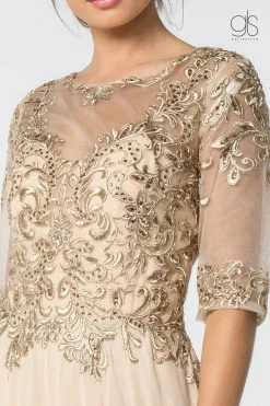 Long Embroidered Dress With Mid-Sleeves By Elizabeth K GL2812 -Dresses Shop long embroidered dress with mid sleeves by elizabeth k gl2812 long formal dresses elizabeth k 161728