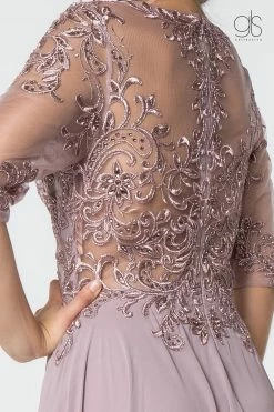 Long Embroidered Dress With Mid-Sleeves By Elizabeth K GL2812 -Dresses Shop long embroidered dress with mid sleeves by elizabeth k gl2812 long formal dresses elizabeth k 247002