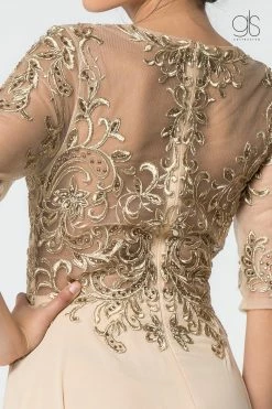 Long Embroidered Dress With Mid-Sleeves By Elizabeth K GL2812 -Dresses Shop long embroidered dress with mid sleeves by elizabeth k gl2812 long formal dresses elizabeth k 284047