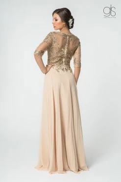 Long Embroidered Dress With Mid-Sleeves By Elizabeth K GL2812 -Dresses Shop long embroidered dress with mid sleeves by elizabeth k gl2812 long formal dresses elizabeth k 733466