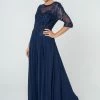 Long Embroidered Dress With Mid-Sleeves By Elizabeth K GL2812 -Dresses Shop long embroidered dress with mid sleeves by elizabeth k gl2812 long formal dresses elizabeth k s navy 482857