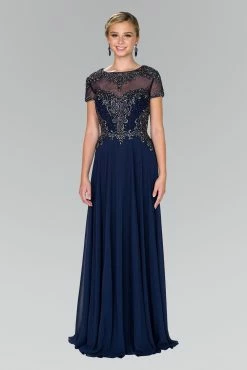 Long Embroidered Dress With Short Sleeves By Elizabeth K GL2406 -Dresses Shop long embroidered dress with short sleeves by elizabeth k gl2406 long formal dresses elizabeth k 802790