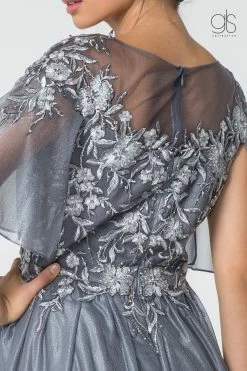 Long Floral Applique Dress With Flutter Sleeves By Elizabeth K GL2830 -Dresses Shop long floral applique dress with flutter sleeves by elizabeth k gl2830 long formal dresses elizabeth k 264862