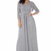 Long Gray V-Neck Dress With Bolero Jacket By Poly USA
