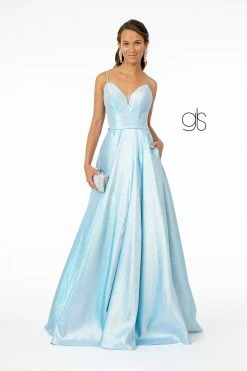 Long Iridescent Glitter Dress With Corset Back By Elizabeth K GL2951 -Dresses Shop long iridescent glitter dress with corset back by elizabeth k gl2951 long formal dresses elizabeth k xs baby blue 364560