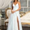 Long Iridescent Sequin Slit Dress By Elizabeth K GL3028 -Dresses Shop long iridescent sequin slit dress by elizabeth k gl3028 long formal dresses elizabeth k xs white 435057
