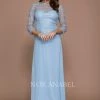 Long Lace Bodice Dress With 3/4 Sleeves By Nox Anabel 5083 -Dresses Shop long lace bodice dress with 34 sleeves by nox anabel 5083 long formal dresses nox anabel m light blue 304348