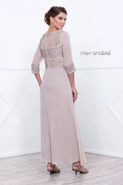 Long Lace Bodice Illusion Dress With 3/4 Sleeves By Nox Anabel 5101 -Dresses Shop long lace bodice illusion dress with 34 sleeves by nox anabel 5101 long formal dresses nox anabel 249360