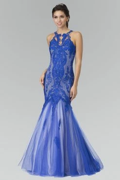 Long Lace Halter Mermaid Dress By Elizabeth K GL2219