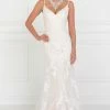 Long Lace Ivory V-Neck Wedding Dress By Elizabeth K -Dresses Shop long lace ivory v neck wedding dress by elizabeth k long formal dresses elizabeth k xs ivory 144454