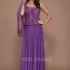 Long Lace Top Dress With Sheer Jacket By Nox Anabel 5076 -Dresses Shop long lace top dress with sheer jacket by nox anabel 5076 long formal dresses nox anabel m violet 865412