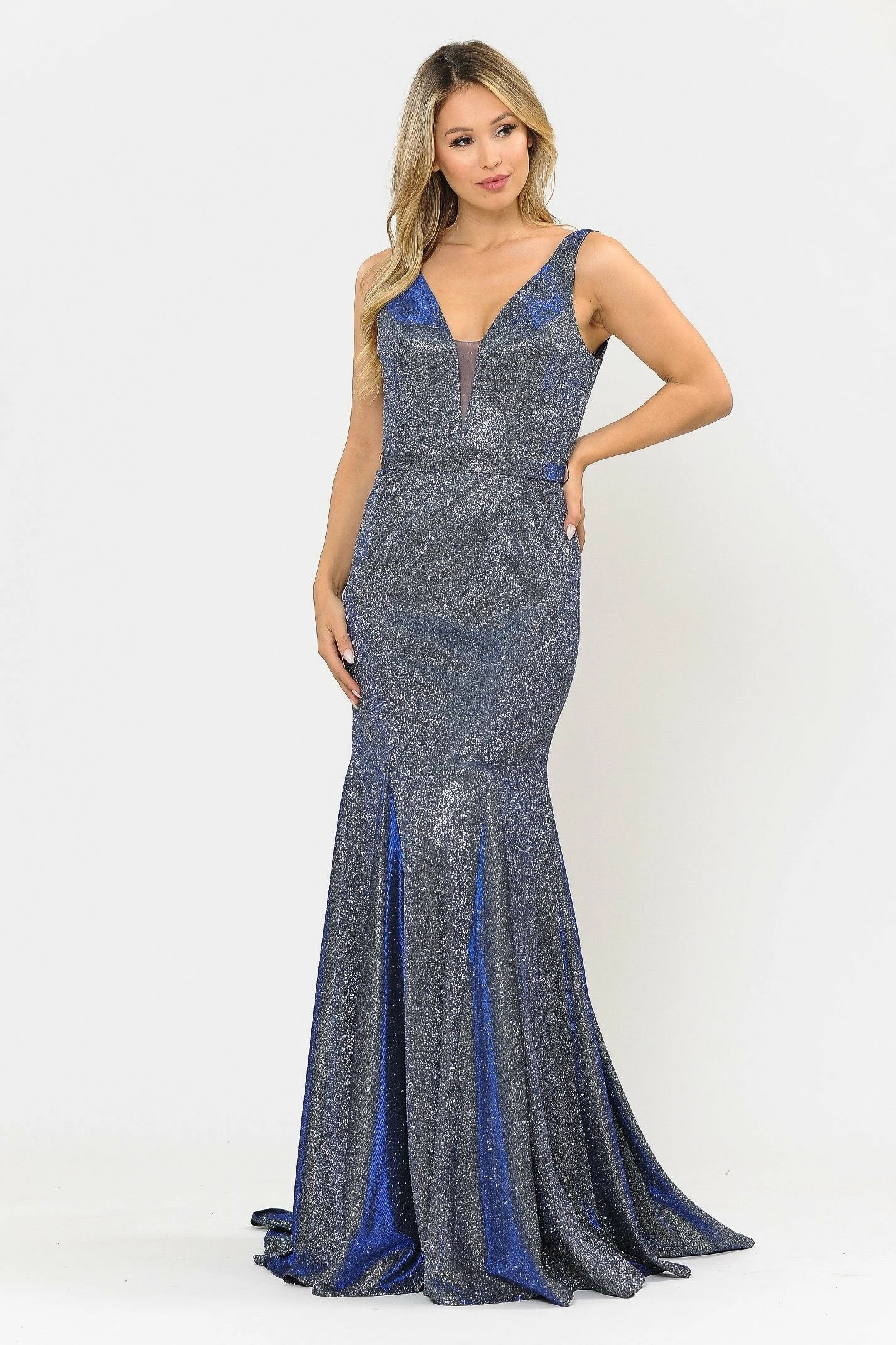 Long Metallic Glitter Mermaid Dress By Poly USA 8704 10 Long Metallic Glitter Mermaid Dress By Poly USA 8704 - Image 8